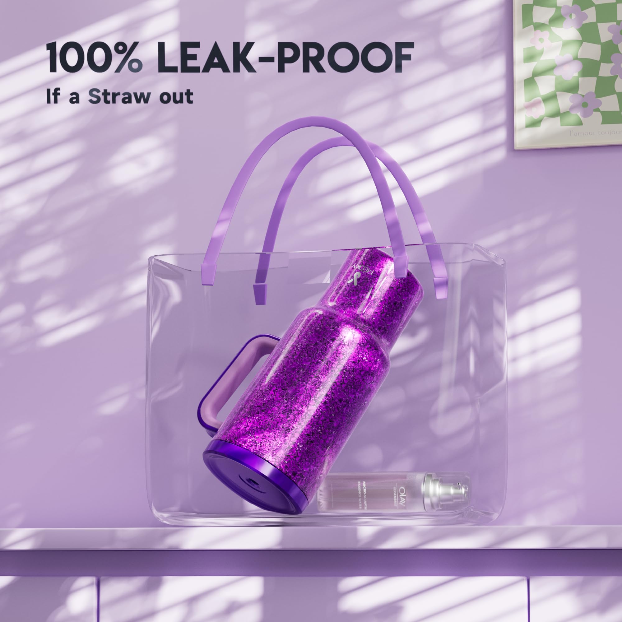 Meoky double-wall insulated tumbler keeps beverages cold on hot days.