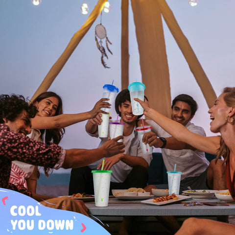 Meoky confetti cups add vibrant vibes to any celebration indoors or outdoors.