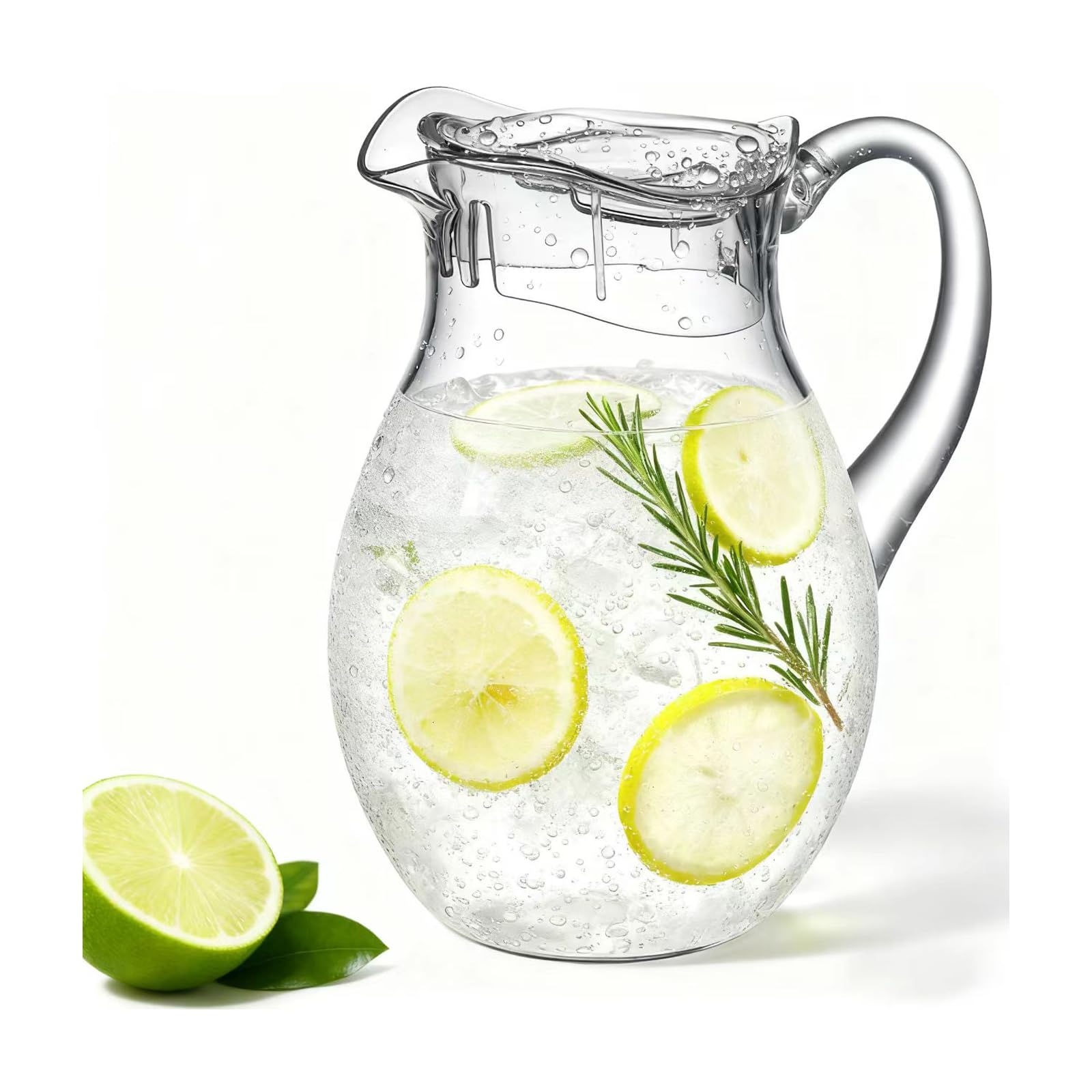 Meolibour clear pitcher with lid showing full 72 oz capacity for serving guests