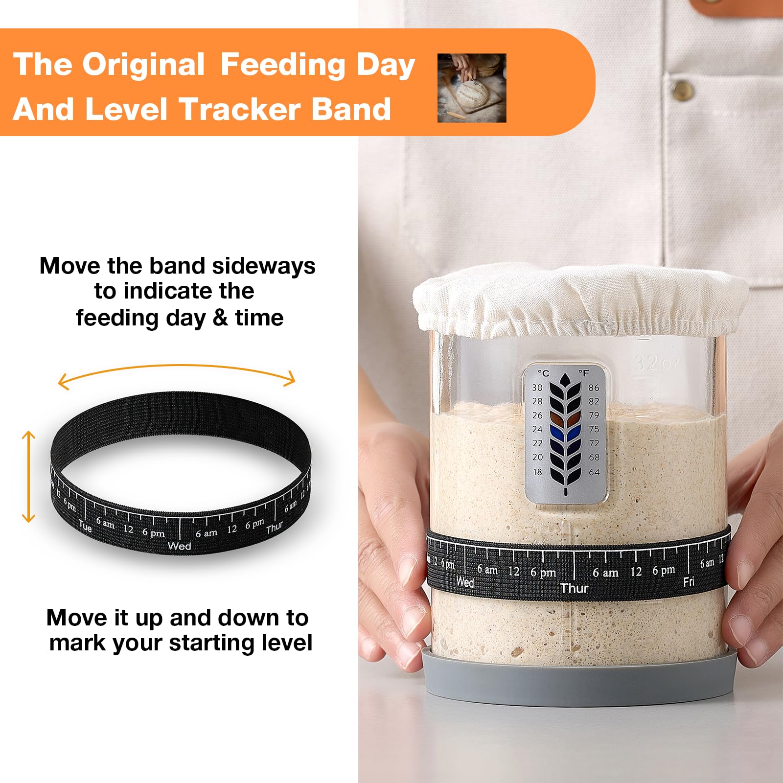 Meolibour Premium Pro Sourdough Starter Jar silicone lid-base provides airtight coverage and stability