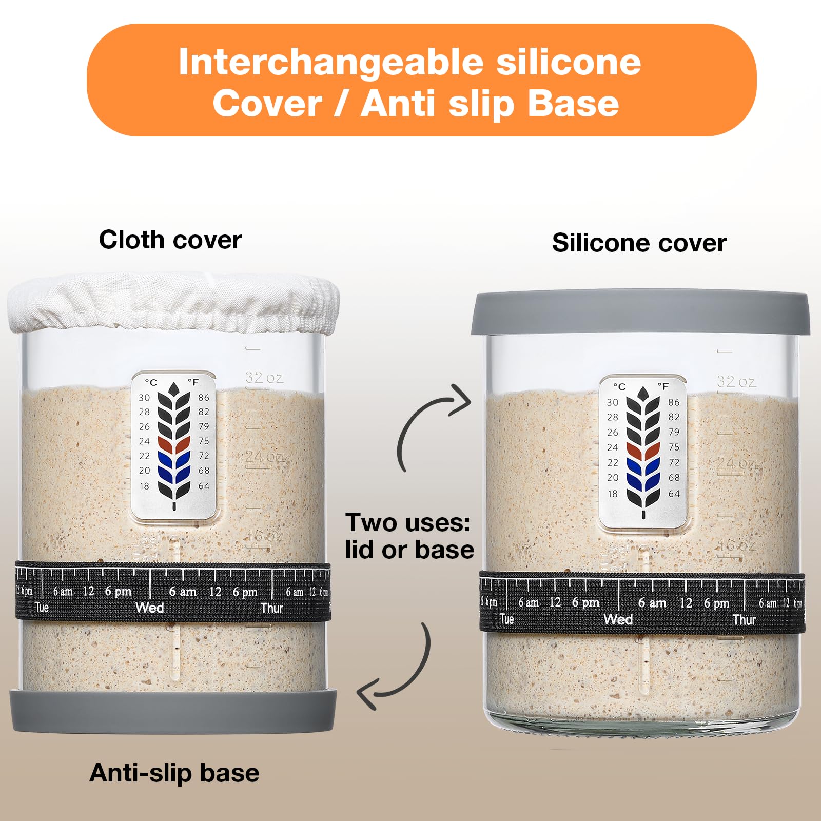 Meolibour Premium Pro Sourdough Starter Jar spatula assists scraping and stirring without slipping
