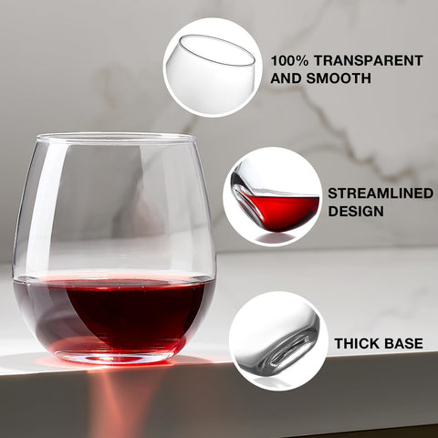 Meolibour stemless base offers stability to prevent tipping during parties.