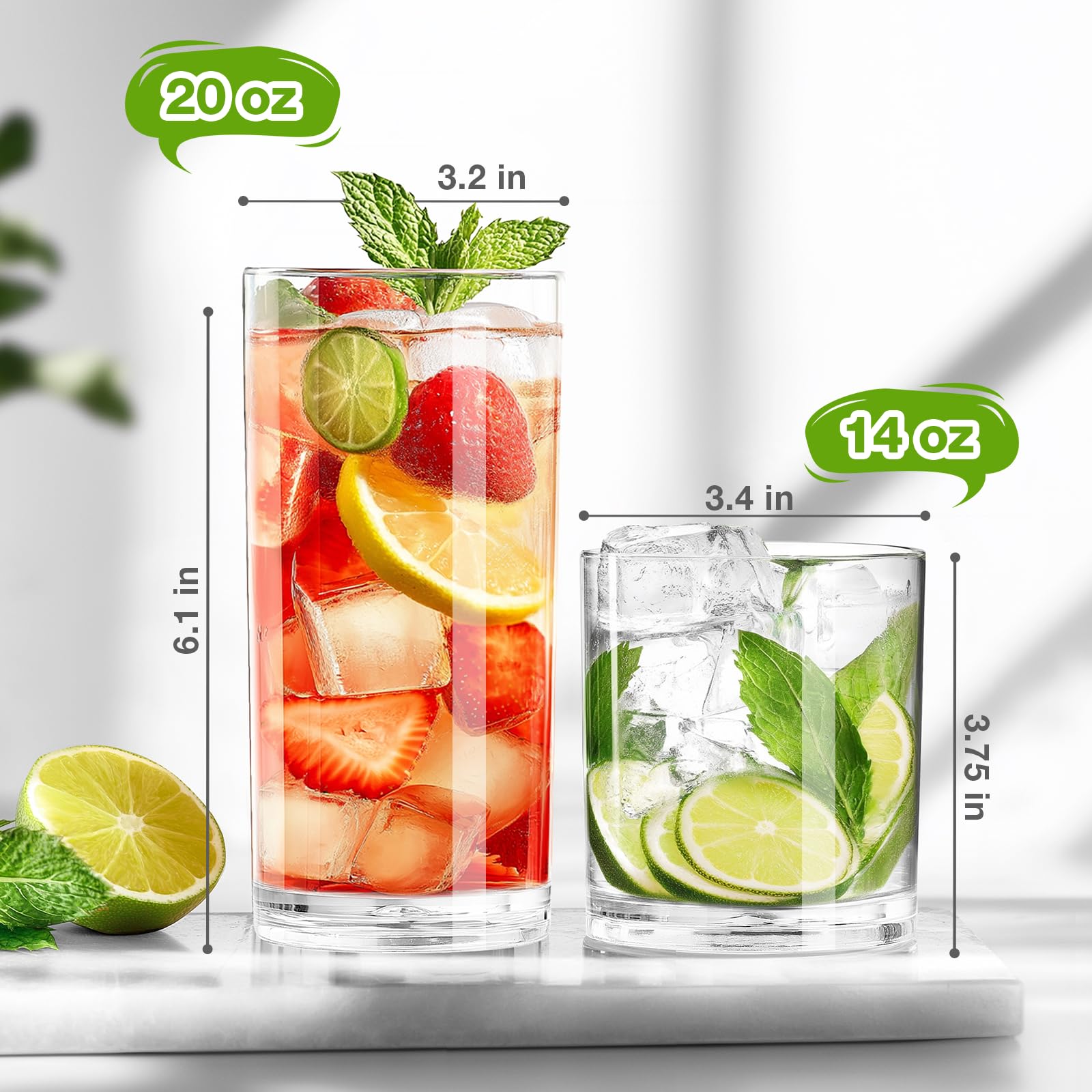 Meolibour unbreakable Tritan glasses for outdoor dining and travel.