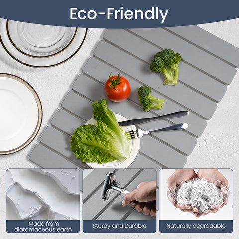 Meowoo Stone Drying Mat with non-slip backing stays in place