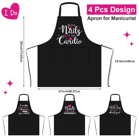 Mepase nail art apron featuring funny quotes to brighten the workday.