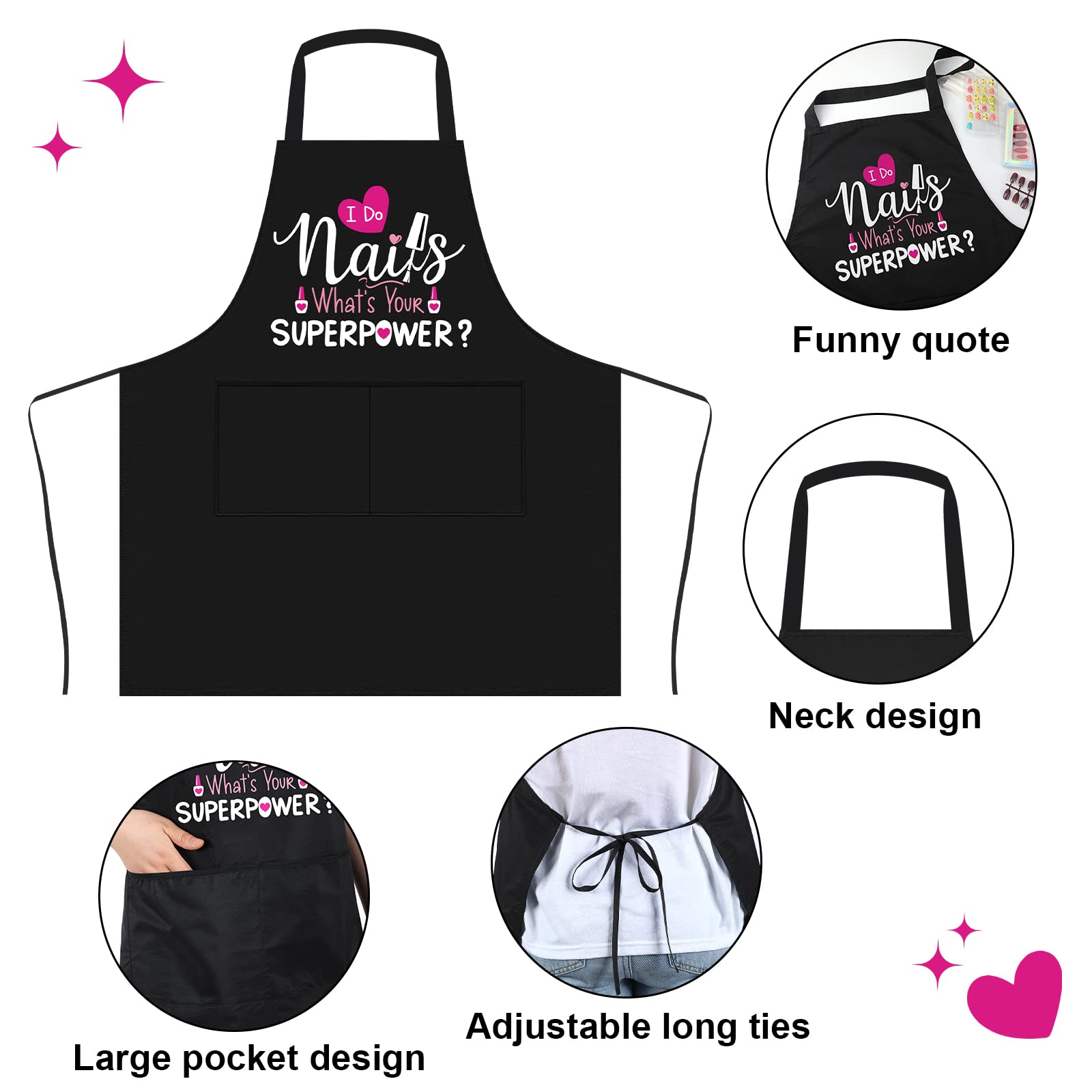 Mepase waterproof fabric close-up showing durable, easy-clean cosmetology apron design.