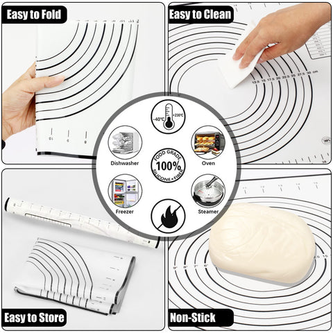 Mepple 17-inch rolling pin with clear overall dimensions on the side.