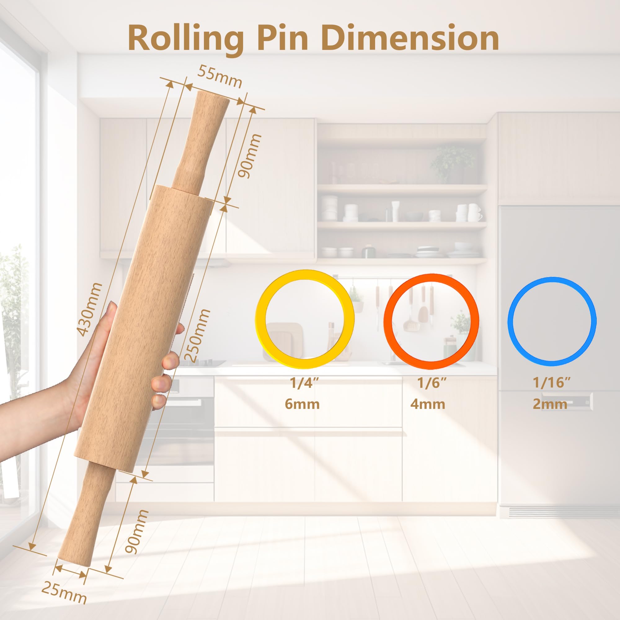 Mepple color rings show thickness guide for precise dough layers.