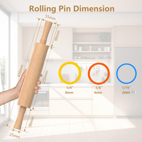 Mepple color rings show thickness guide for precise dough layers.