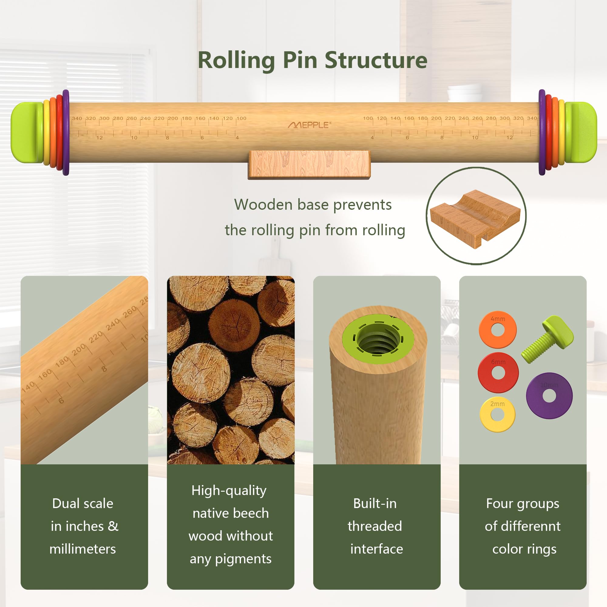 Mepple rolling pin presented as a thoughtful, gift-ready kitchen tool.