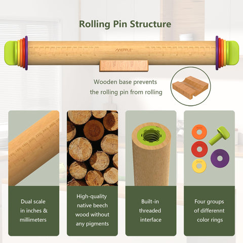 Mepple rolling pin presented as a thoughtful, gift-ready kitchen tool.