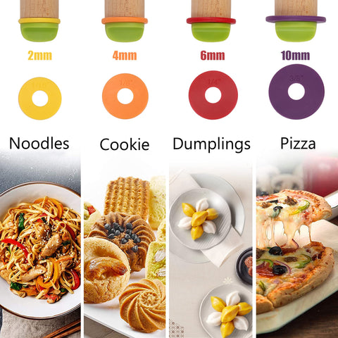 Mepple rolling pin with 1/16 inch ring for ultra-thin dough applications.
