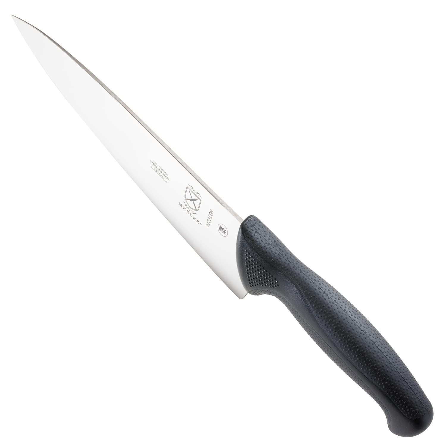 Mercer Culinary Millennia 8-Inch knife ergonomic-grip aids steady mincing and chopping.