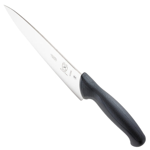Mercer Culinary Millennia 8-Inch knife ergonomic-grip aids steady mincing and chopping.