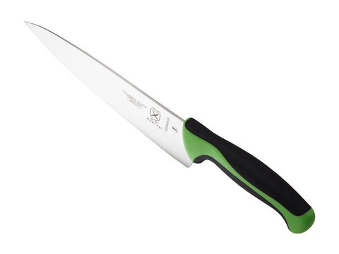 Mercer Millennia green handle with textured finger points for safe control