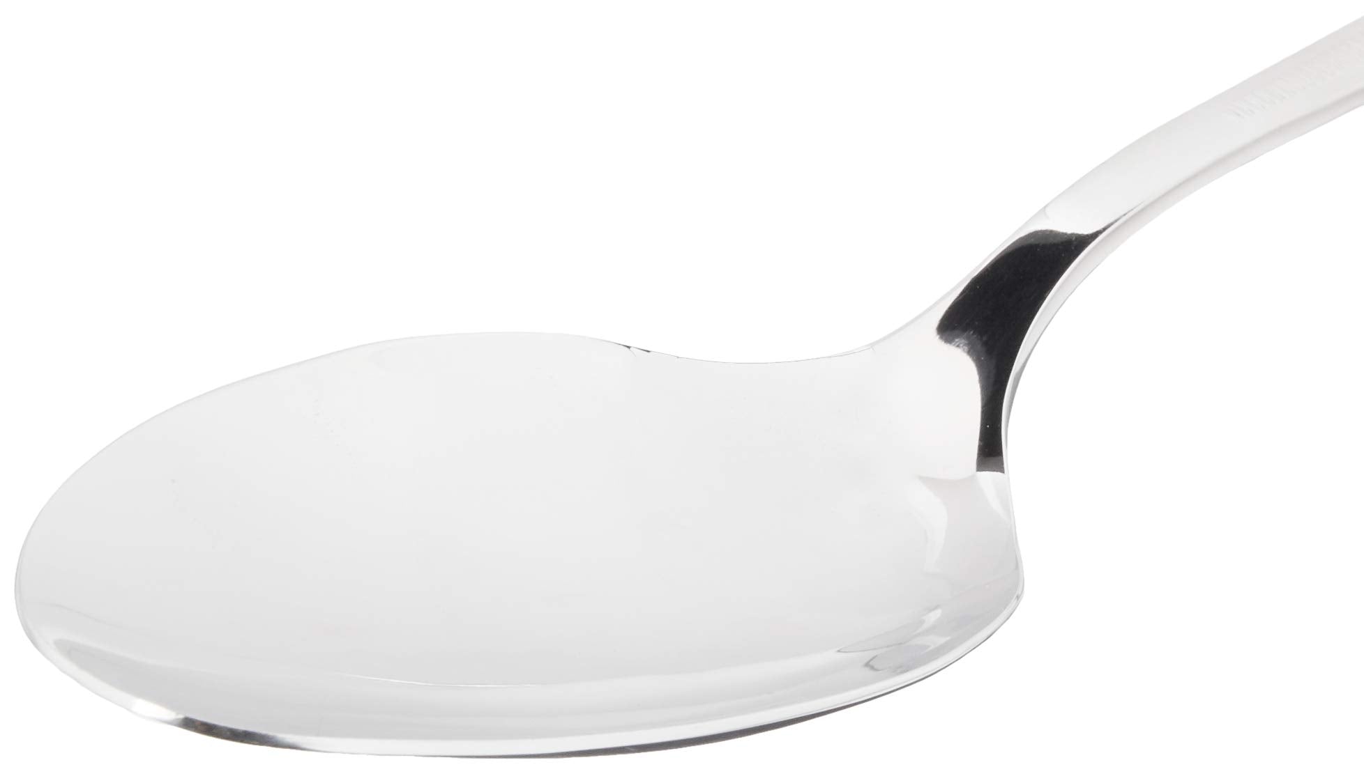 Mercer Culinary stainless steel spoon with satin handle offers durability and control.