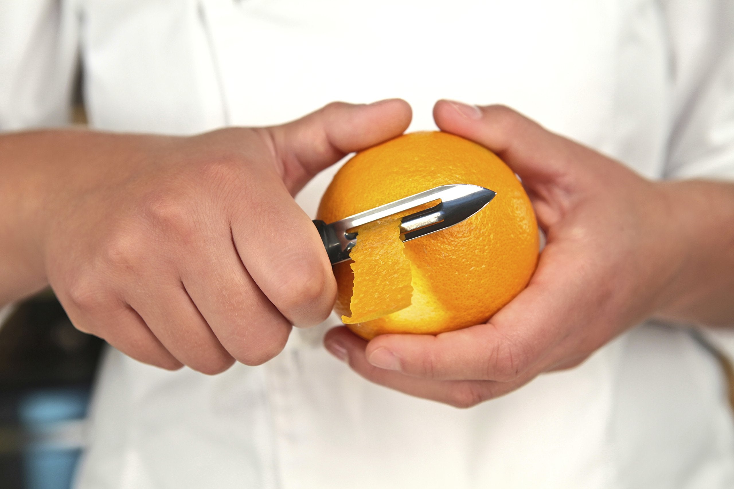 Mercer Culinary Vegetable Peeler in action delivers uniform peels for presentation