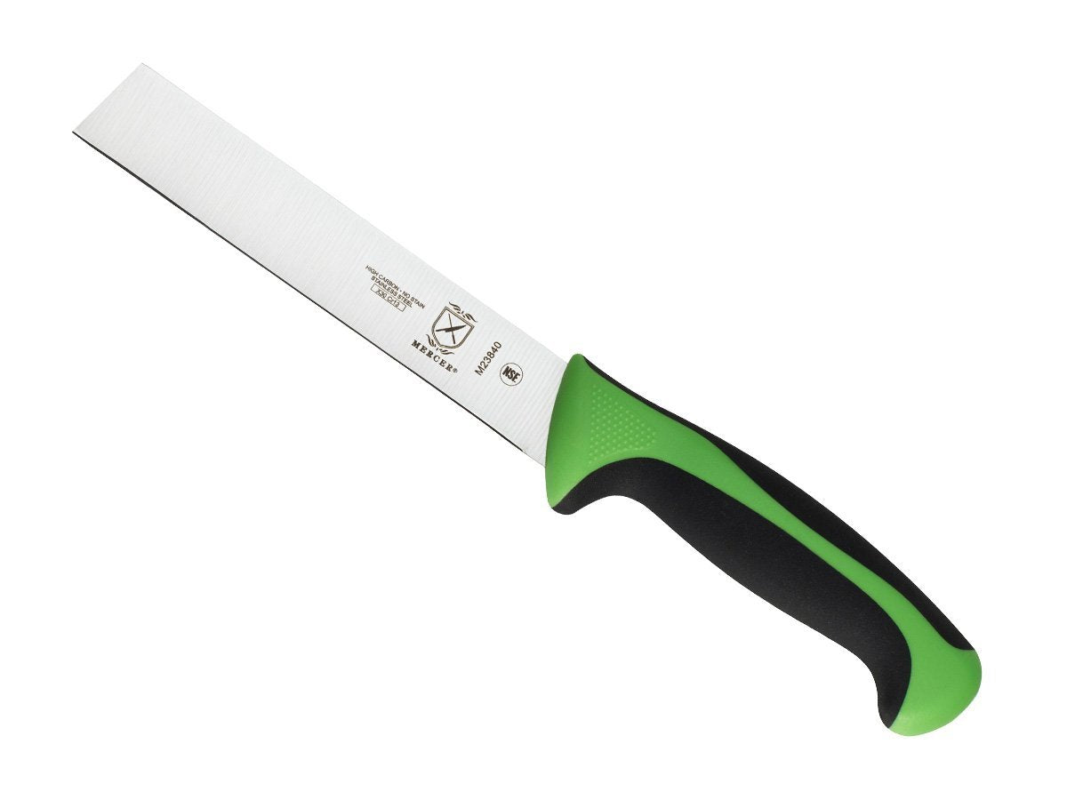 Mercer Culinary Millennia 6-inch produce knife with green handle for precise fruit prep.