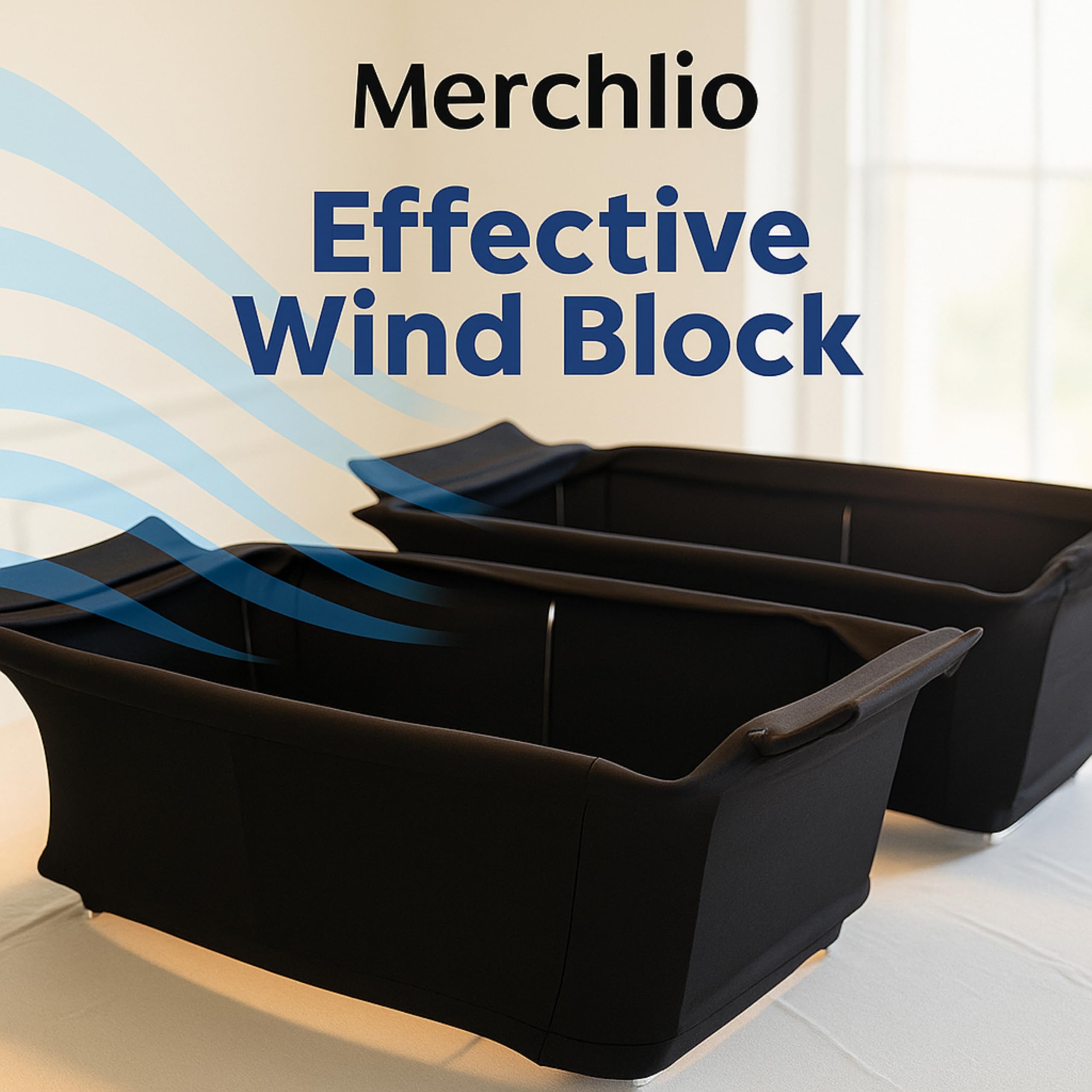 Merchlio chafer wind guard shown on buffet line for decor.