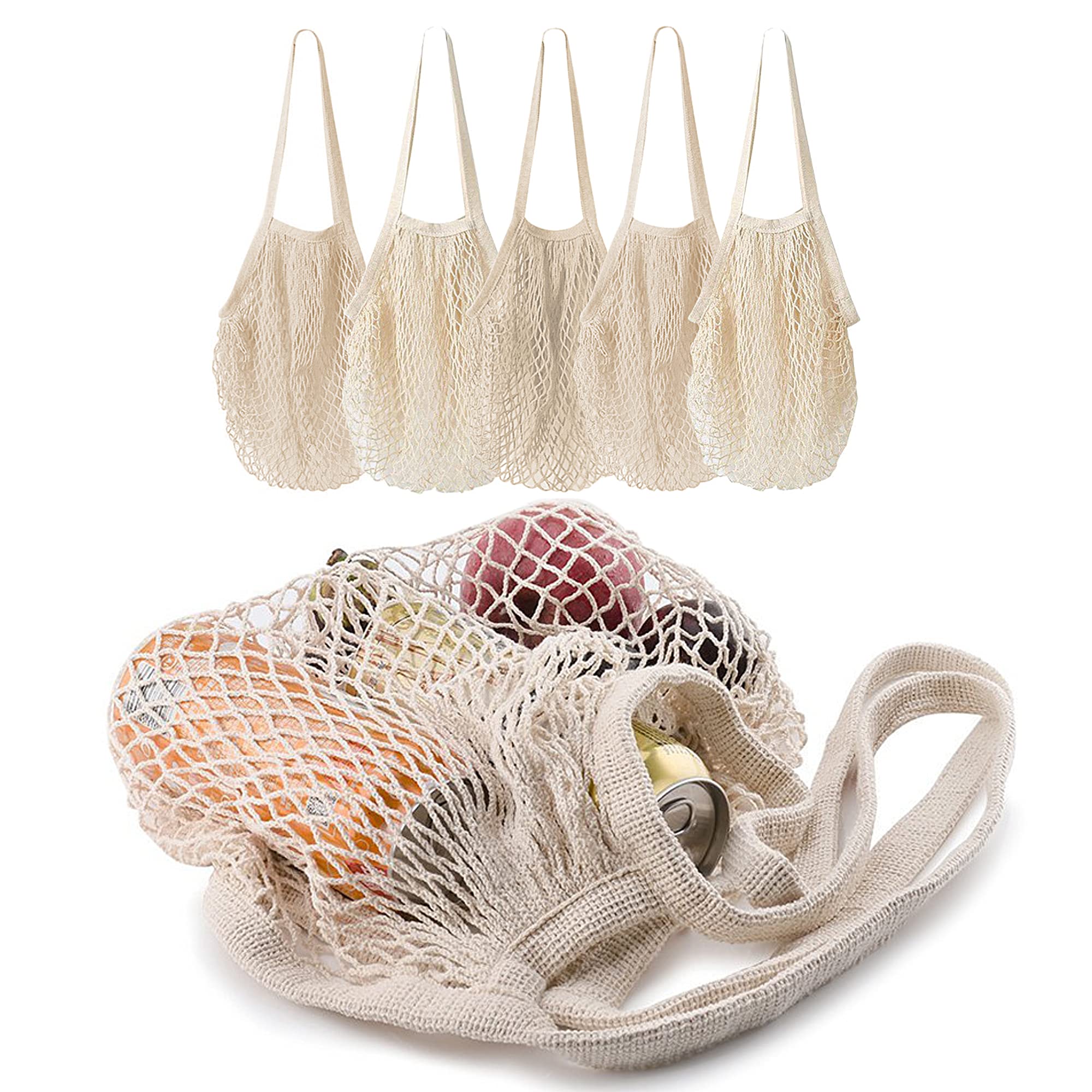MERCURHOUSE cotton mesh bag pack front view shows a reusable grocery solution.