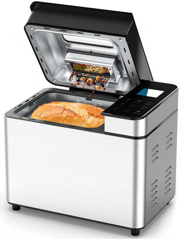 MERIOR bread maker with visible lid showing real-time baking view