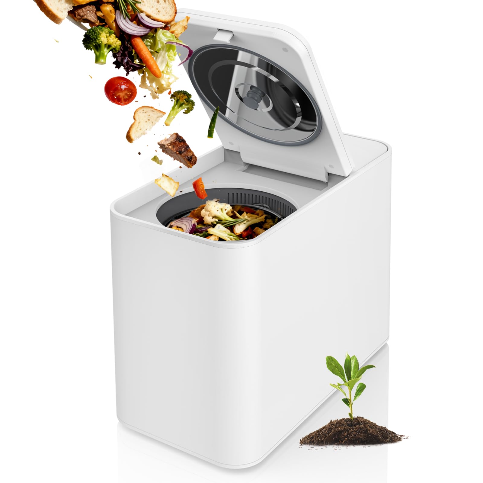 MERIOR 3L electric kitchen composter on a countertop, compact and stylish.