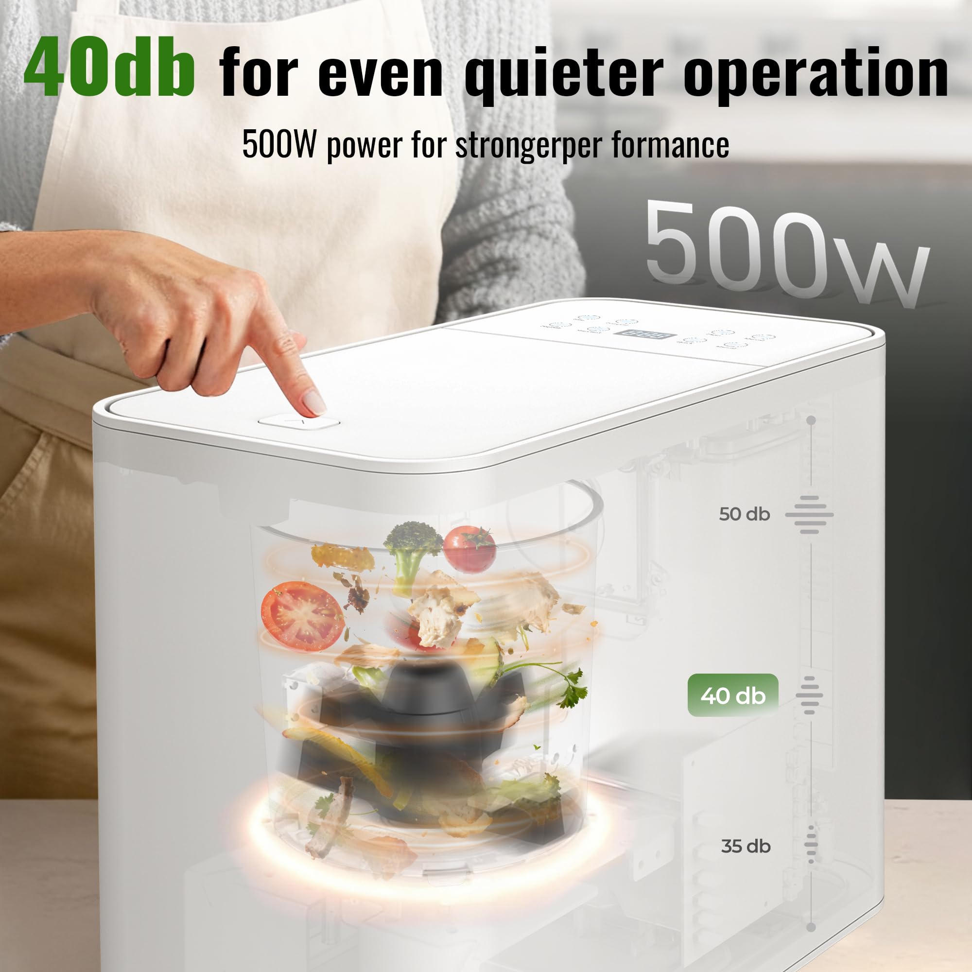 MERIOR quick-mode for faster 4–6 hour composting cycles.