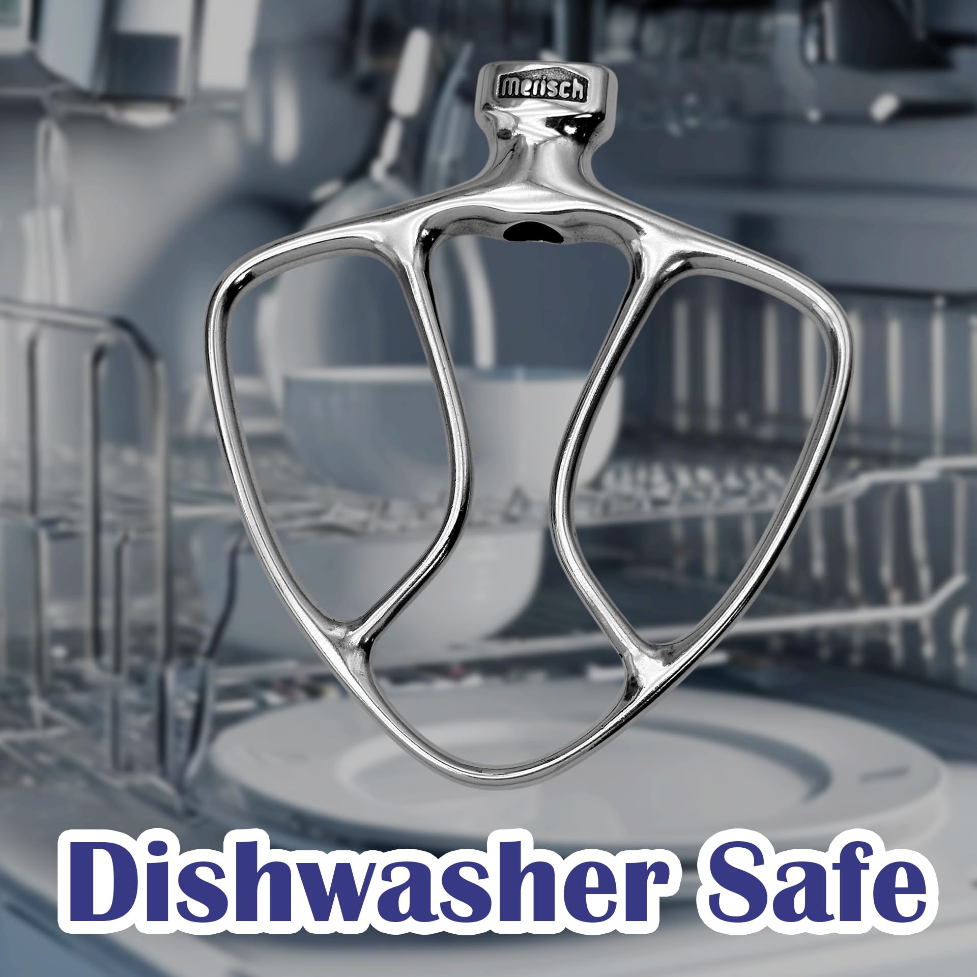 Merisch scraper-compatible beater keeps ingredients blended for consistent results.