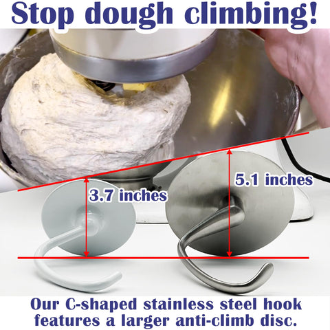 Merisch stainless steel dough hook 304 grade safe for food preparation.