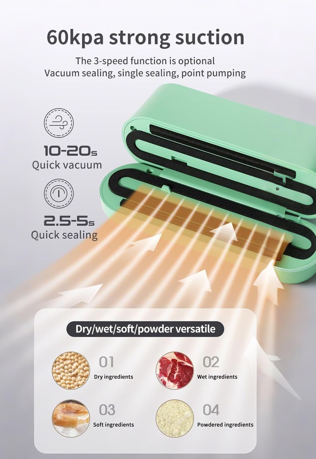 Meritpick Mini Vacuum Sealer three temperature settings adapt bag thickness for better seals