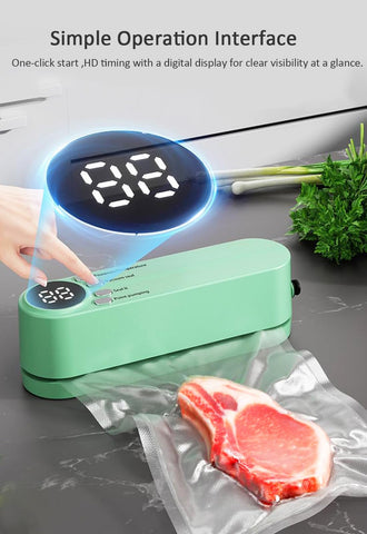 Meritpick Mini Vacuum Sealer 60kPa suction with LED display enables quick seals