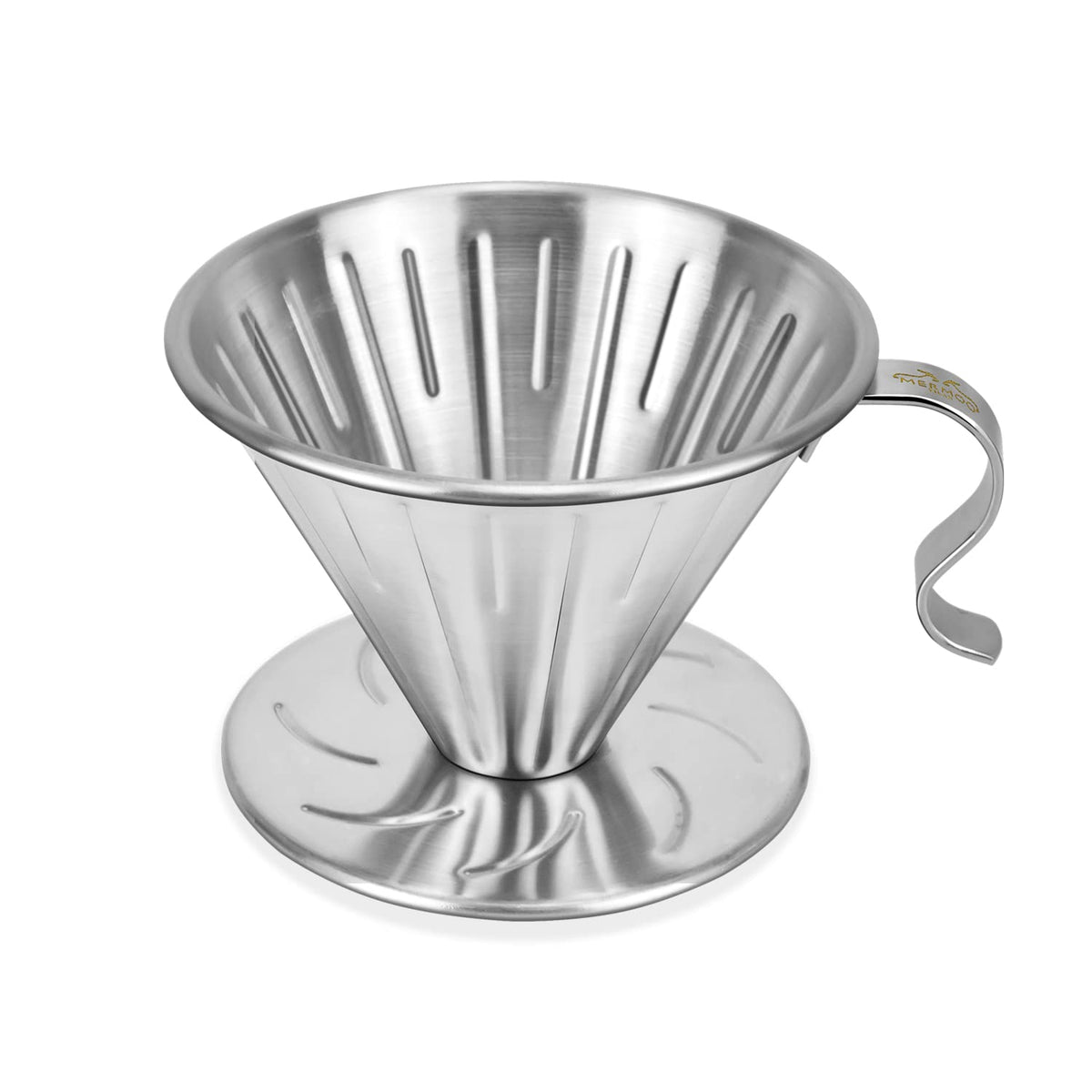 MERMOO YILAN Pour Over Dripper in stainless steel cone for clean, flavorful coffee at home