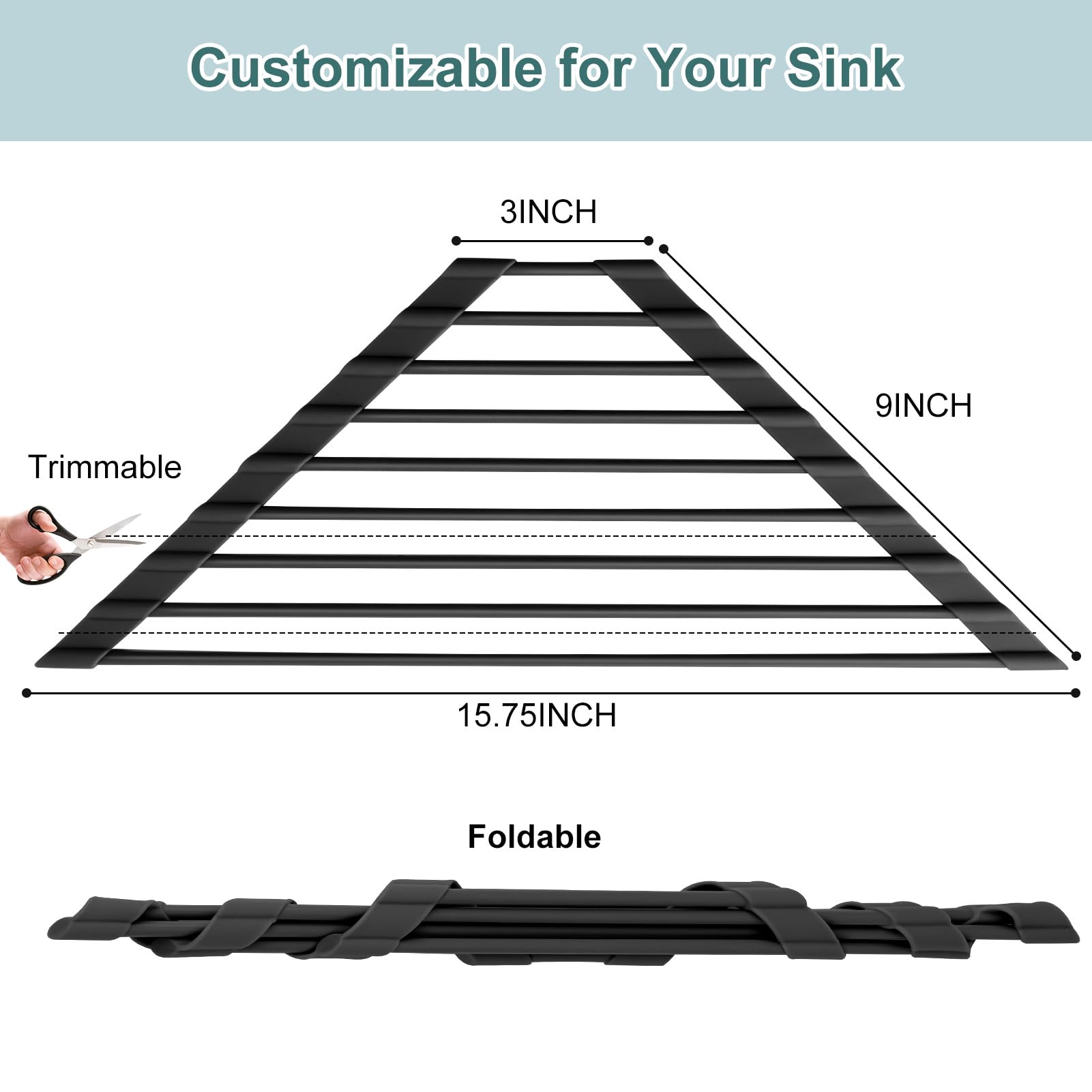Anti-slip design prevents sliding on wet countertops and sinks