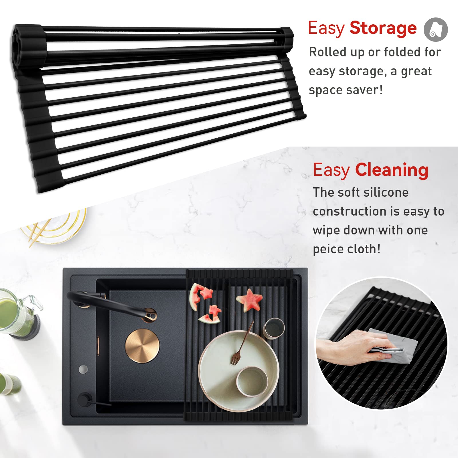 MERRYBOX dish rack anti-slip design keeps bowls secure on wet surfaces.