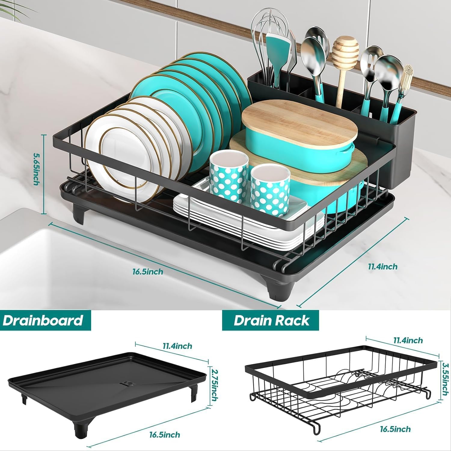 MERRYBOX utensil-holder-detachable keeps cutlery neatly separated for faster air drying.