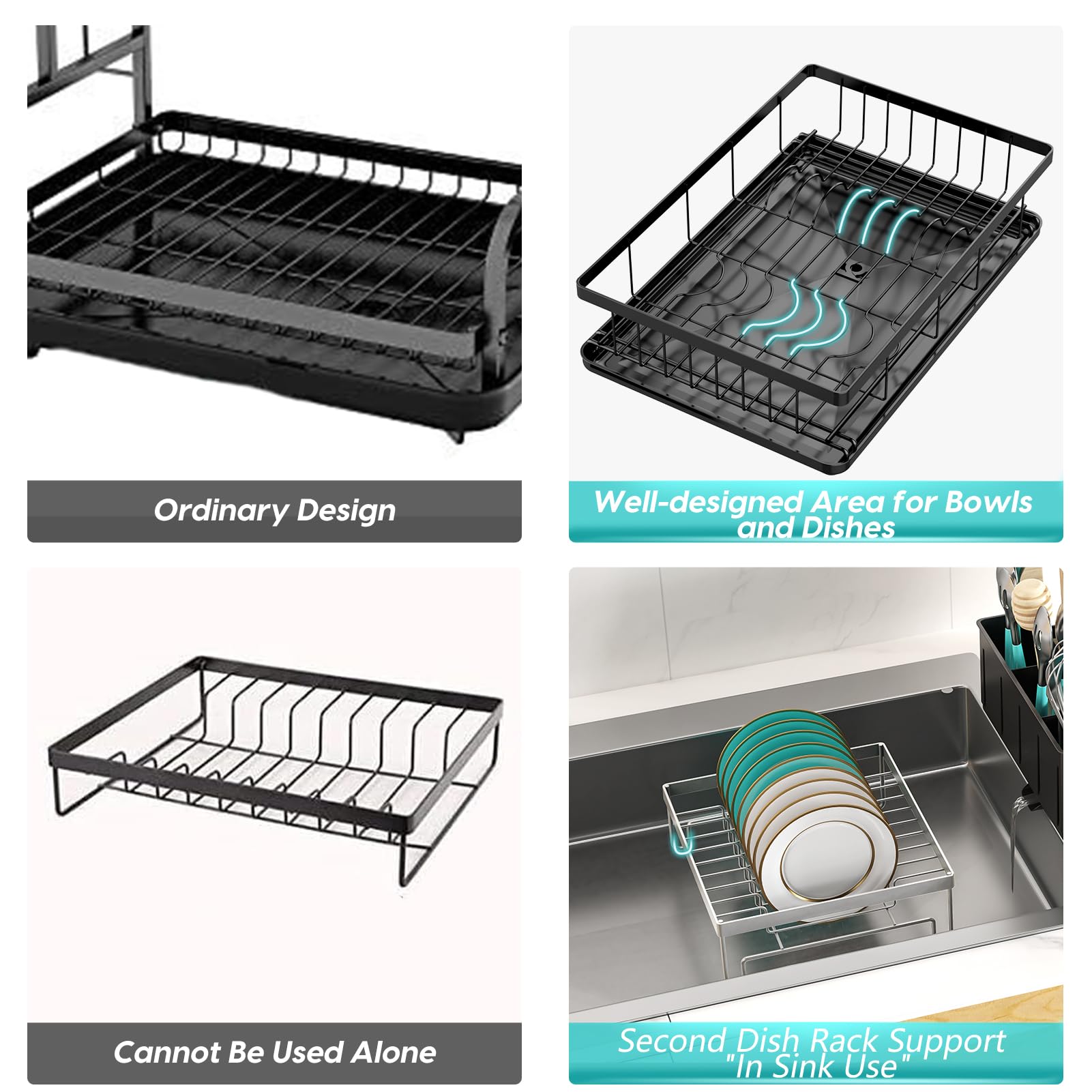 MERRYBOX Pro+ dish rack raised feet allow height adjustment for sinks