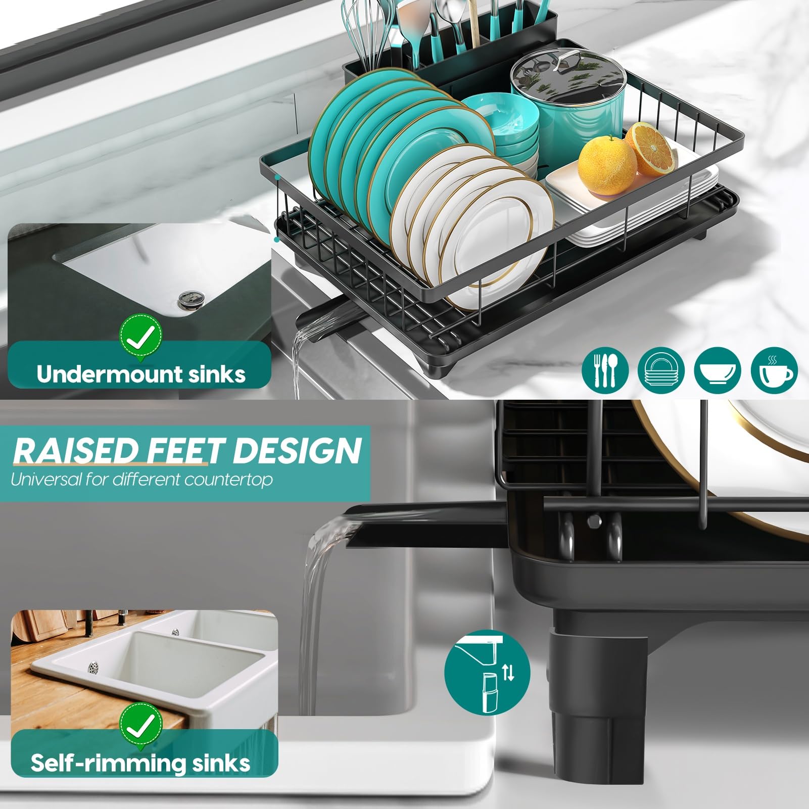 MERRYBOX Pro+ utensil holder with three compartments keeps cutlery organized