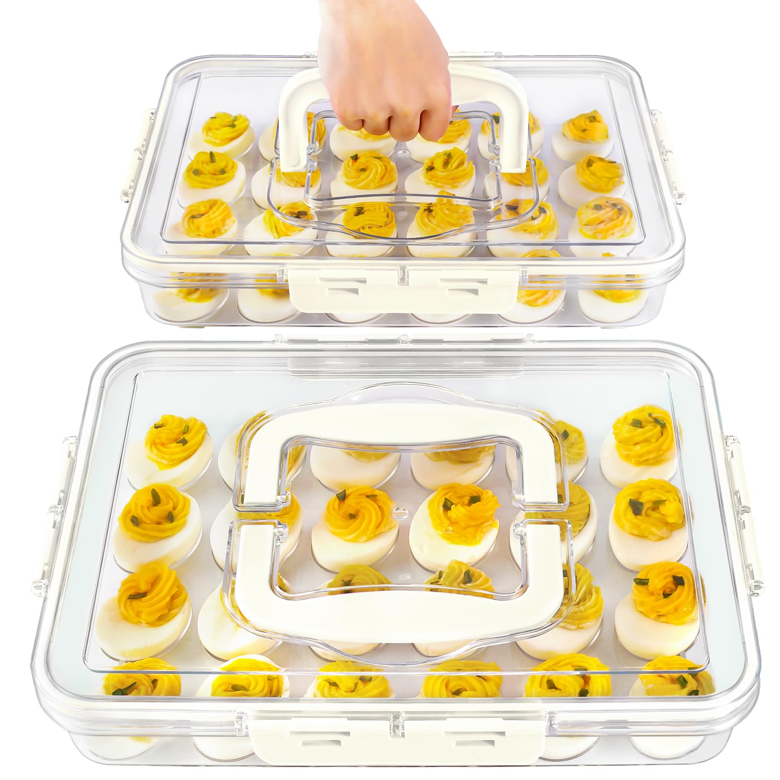 MesRosa deviled egg container with lid for secure transport and display.