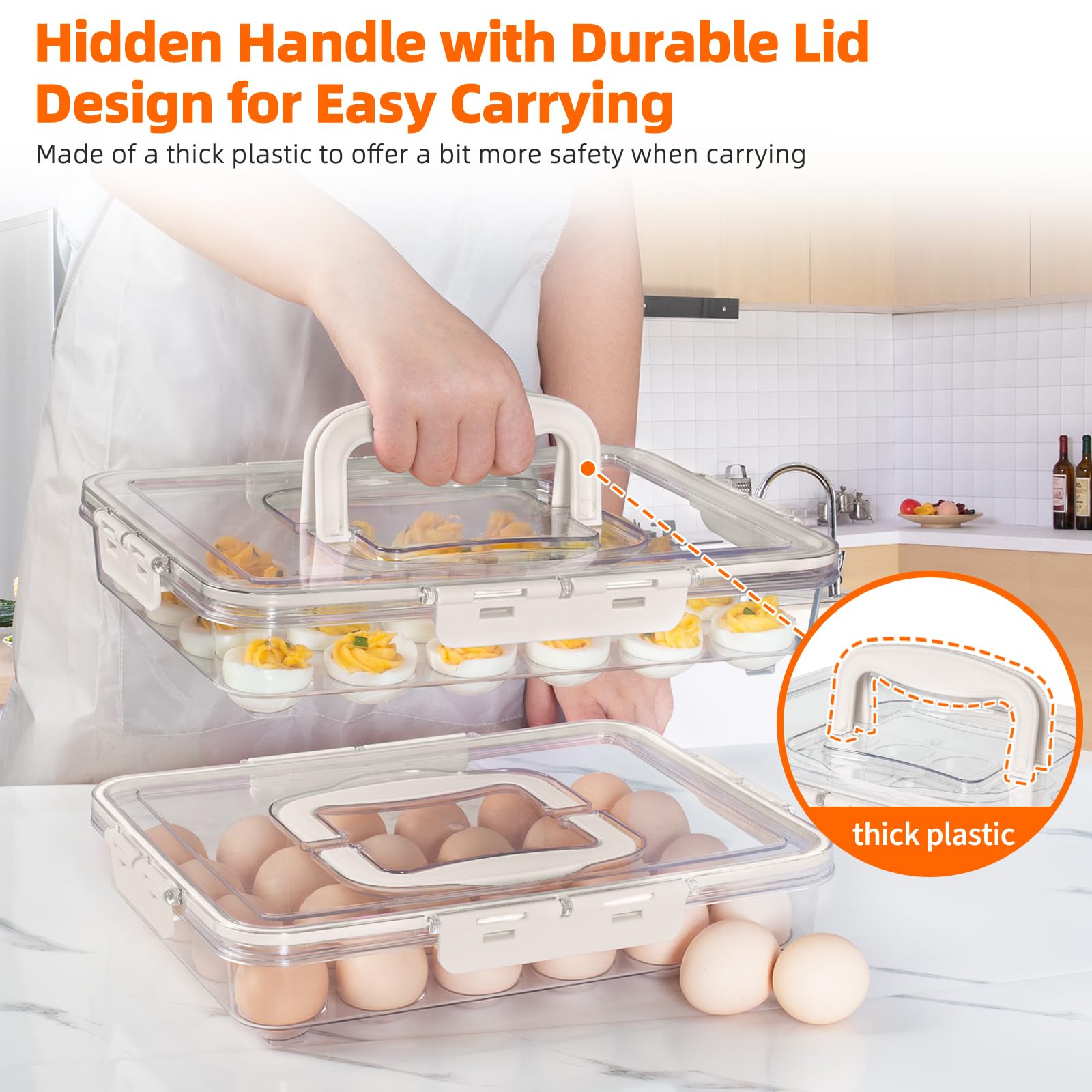 MesRosa stackable egg holder for fridge storage up to 24 eggs per tray.
