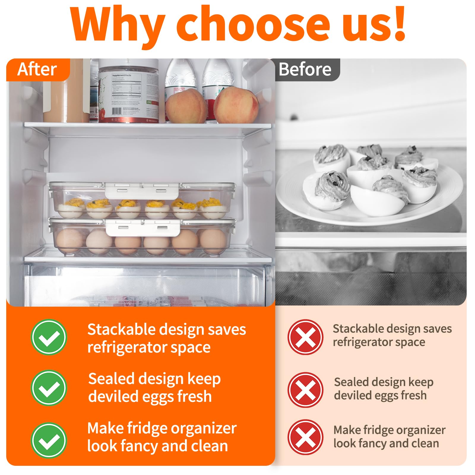 MesRosa transparent deviled egg tray showing clear view of contents.