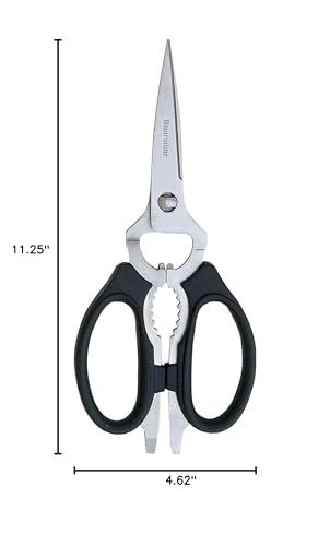Stylish black finish on Messermeister scissors complements a modern kitchen.