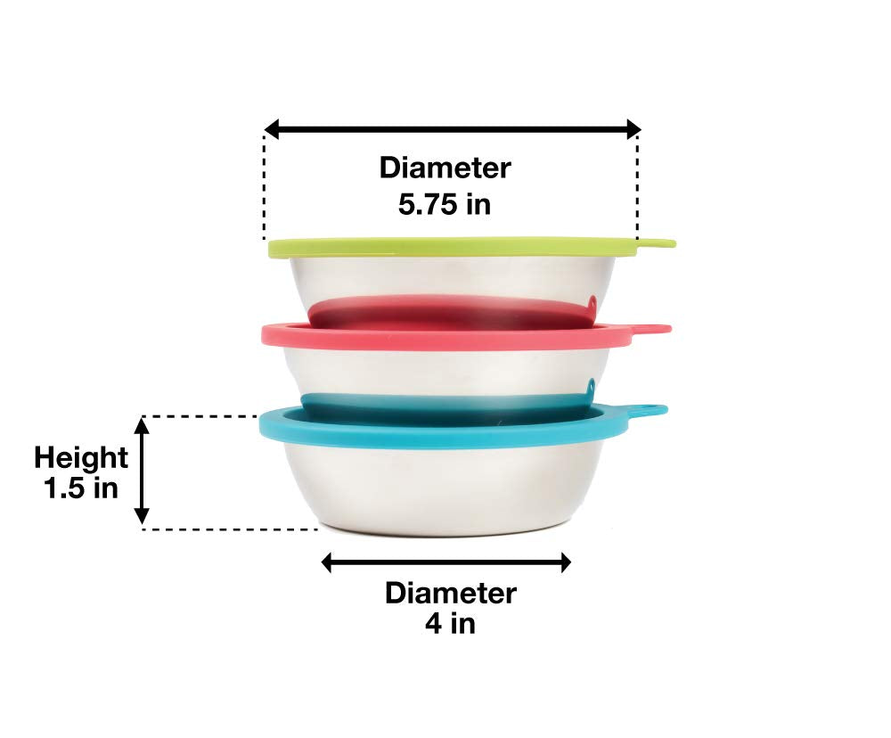 Messy Mutts stainless large 48oz bowl for bigger pets or leftovers.