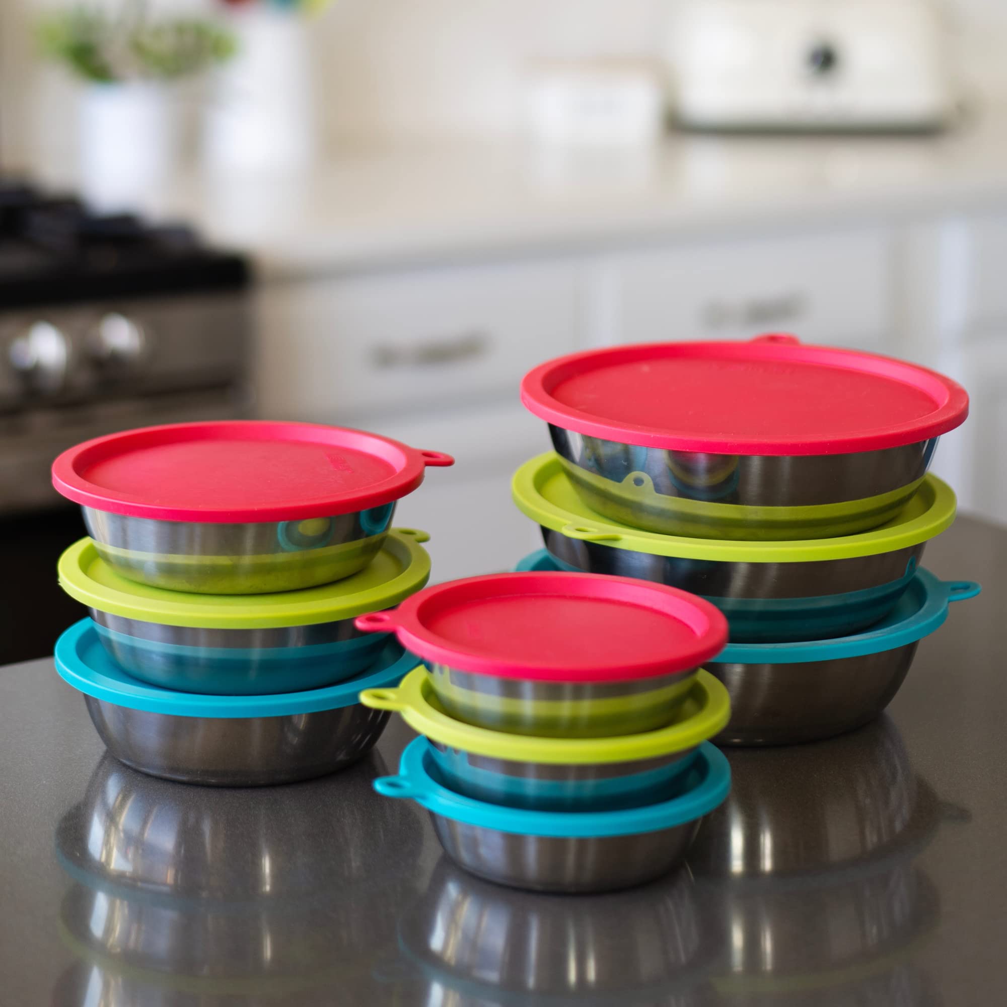 Messy Mutts sealable travel containers for prep and easy transport.