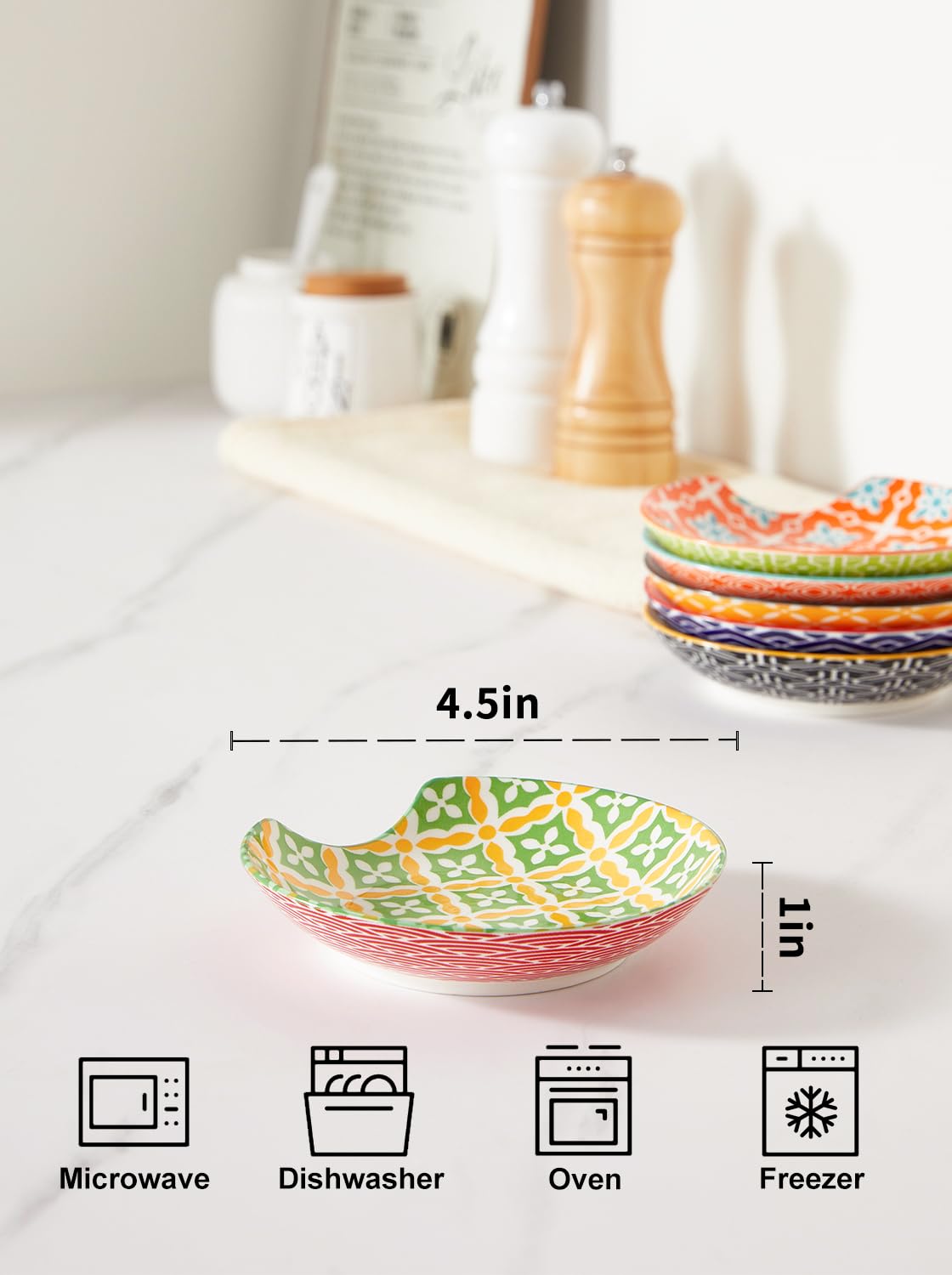 Metahom 6-pack spoon rest set neatly preserves counter space and reduces clutter.