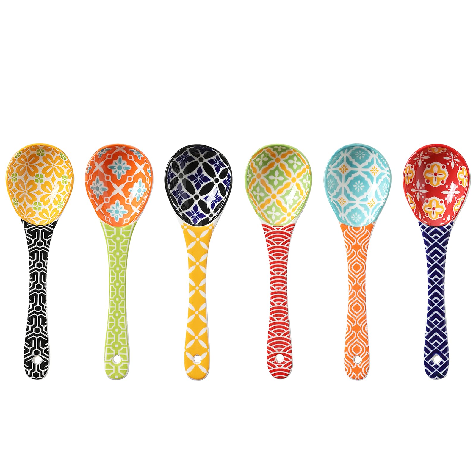 Metahom ceramic small serving spoons six-piece set for versatile soups and cereals
