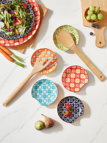 Metahom spoon rest with spatula and brush keeps mess off the work surface.