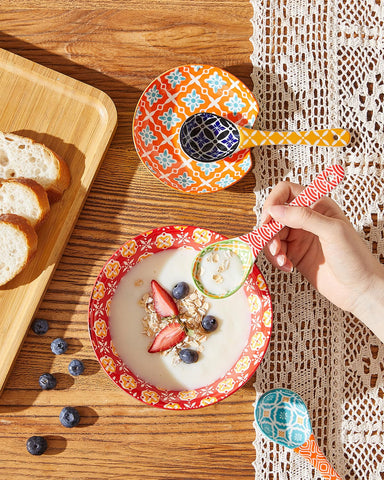 Metahom vibrant geometric pattern spoons brighten dining occasions