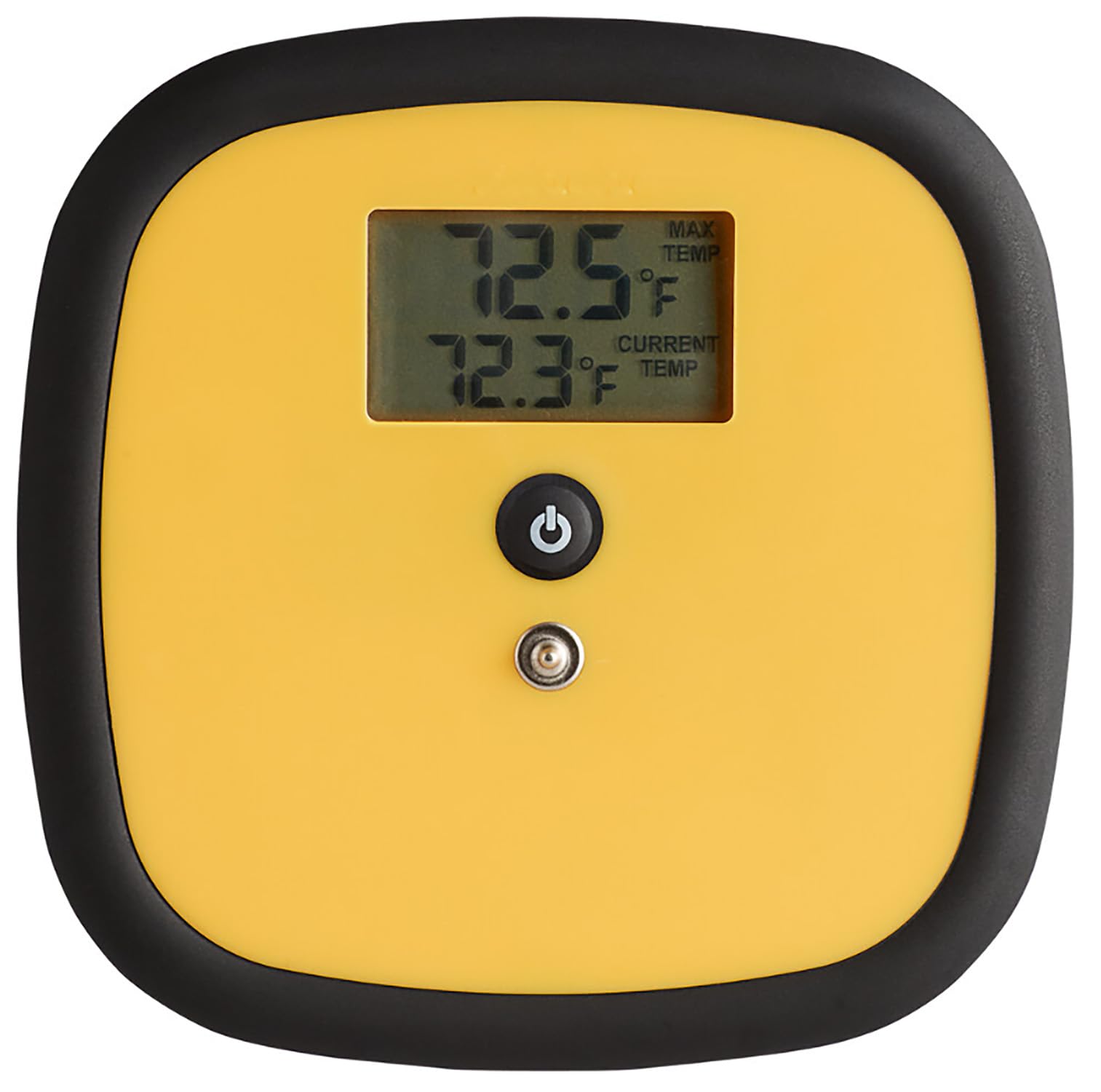 METAL MAGERY dishwasher thermometer plate in use inside a commercial dishwasher for accurate temperature monitoring.