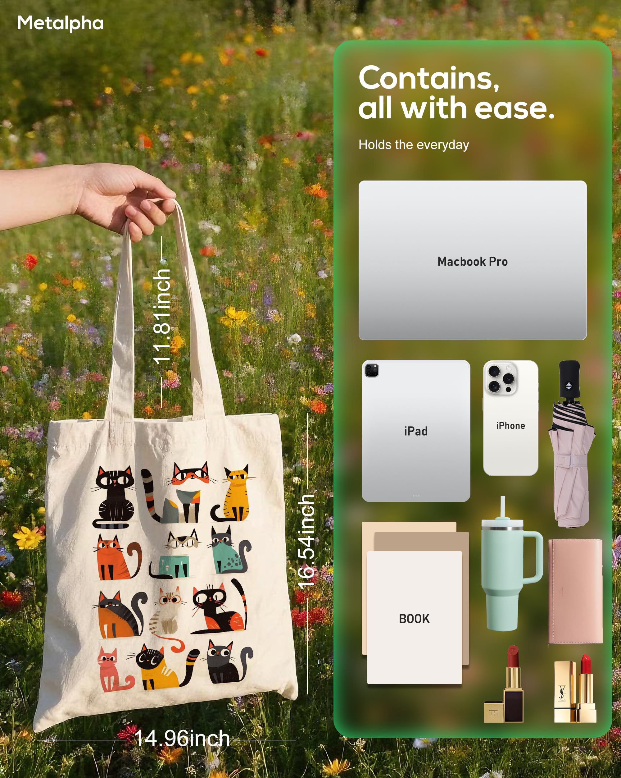 METALPHA gift-ready tote suited for cat lovers and animal fans.