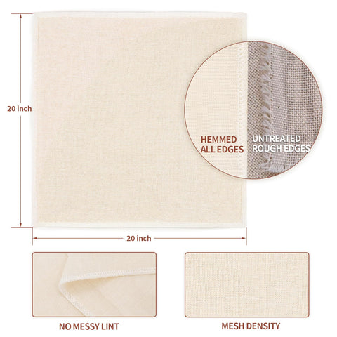 Metflavor cheesecloth with hemmed edges for durable, long-lasting use.